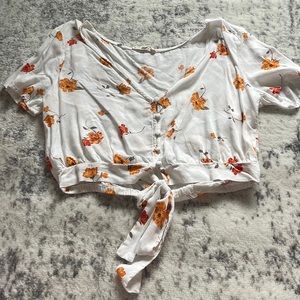 PacsSun Cropped tie floral shirt
